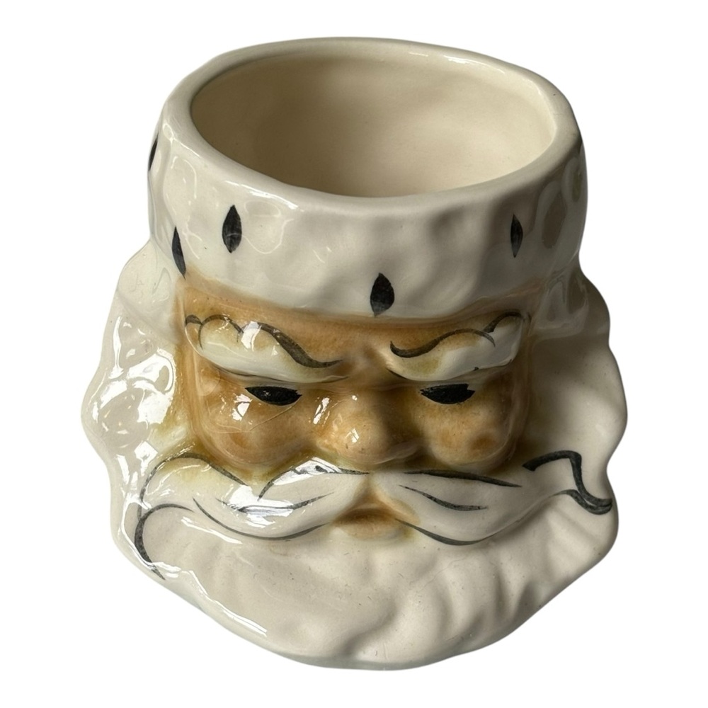 Vintage green Santa handle-less mug or vase